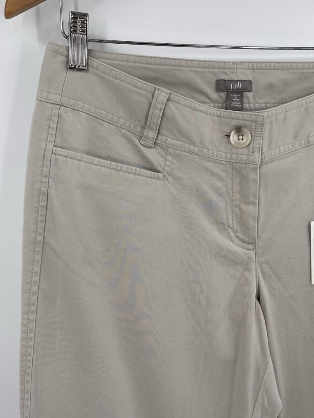 J.JILL Women's Tan Soapstone Flat Front Wide Leg Chino Pants NWT 6 Petite - Picture 2 of 6